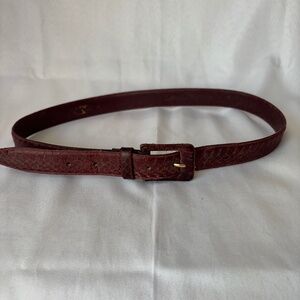 Charter Club Vintage Genuine Snake Skin Belt Burgundy/Wine Color Size Medium